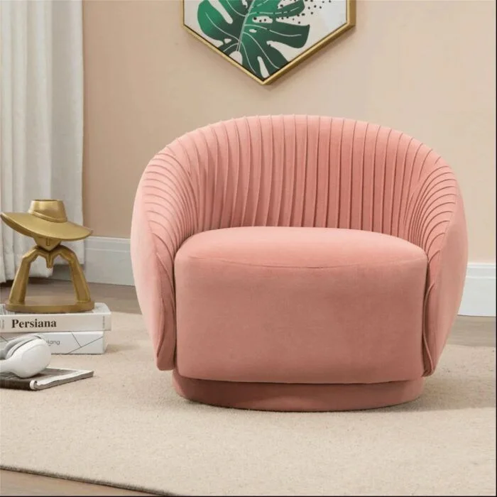 Pink Upholstery Mid-century Barrel Arm Chair