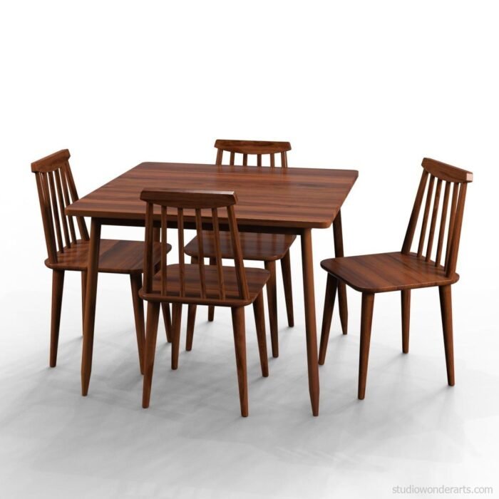 Klismos Solid Wood 4 Seater Dining Set