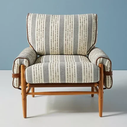 Striped Rhys Upholstery Solid Wood Arm Chair