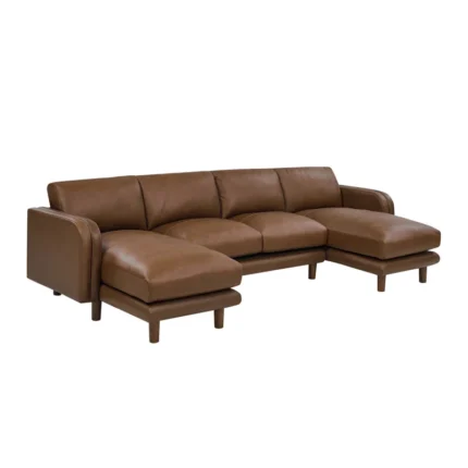 Aravinthan 3 Sectional L Sofa in Dark Brown