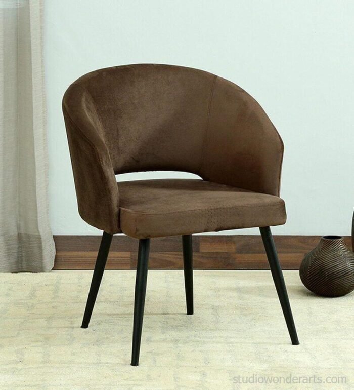 Canas Upholstered Dining Chair In Brown Colour 7