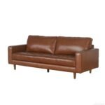 Harry 80 in. Camel Mid-Century Leather Sofa