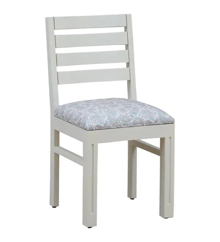 White Solid Wood Dining Chair With Printed Fabric