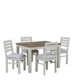 Khullar White Solid Wood Dining Set 4 Seater