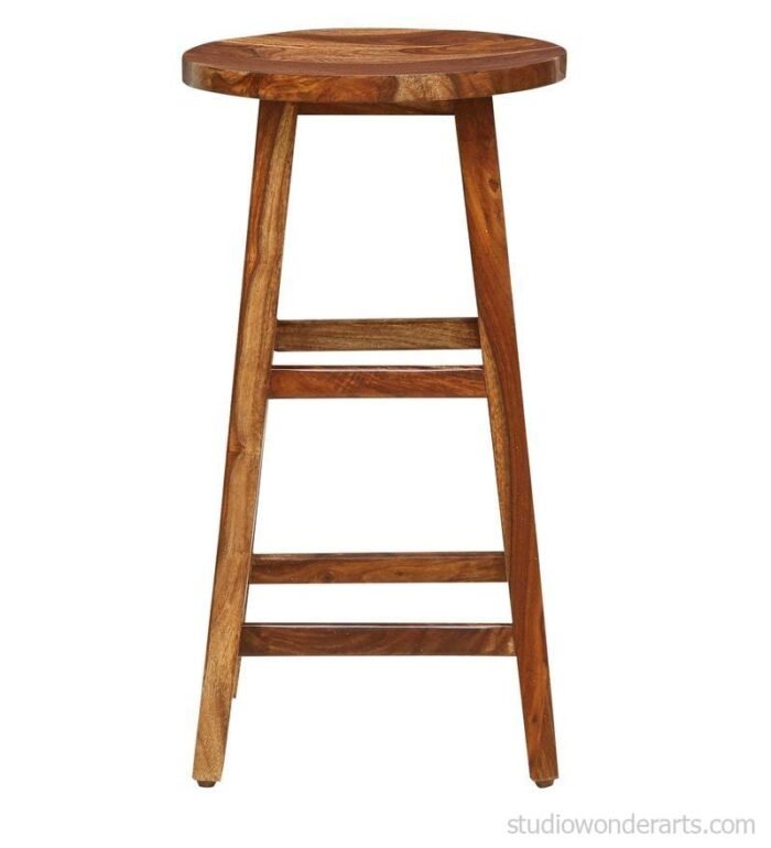 Dani Solid Wood Bar Stool in Rustic Teak Finish