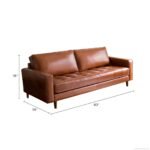 Harry 80 in. Camel Mid-Century Leather Sofa