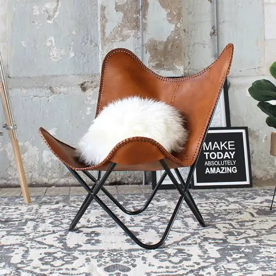 Vintage 100 % Genuine Leather Butterfly Chair