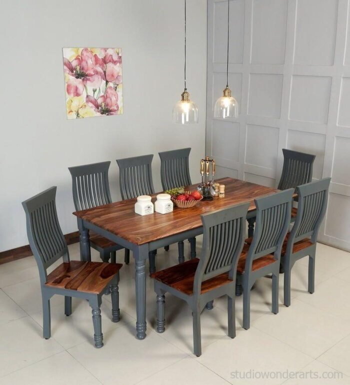 noyes solid wood 8 seater dining set in grey natural finish amberville by pepperfry noyes solid ak1owh