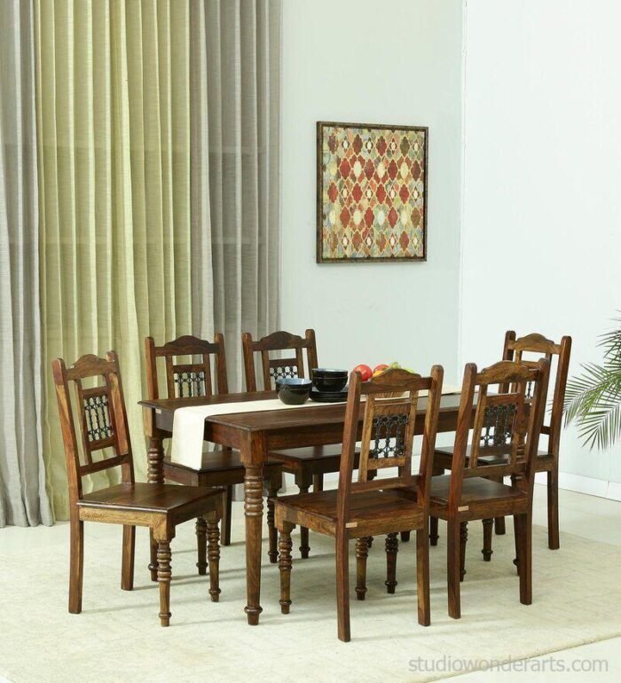 stafford solid wood 6 seater dining set in provincial teak finish amberville by pepperfry stafford mcioso