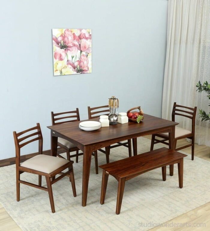 tectona solid wood 6 seater dining set in provincial teak finish woodsworth by pepperfry tectona s c53zb8