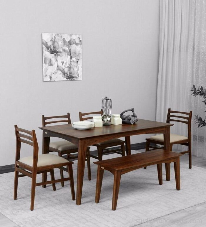 tectona solid wood 6 seater dining set in provincial teak finish woodsworth by pepperfry tectona s eadok0