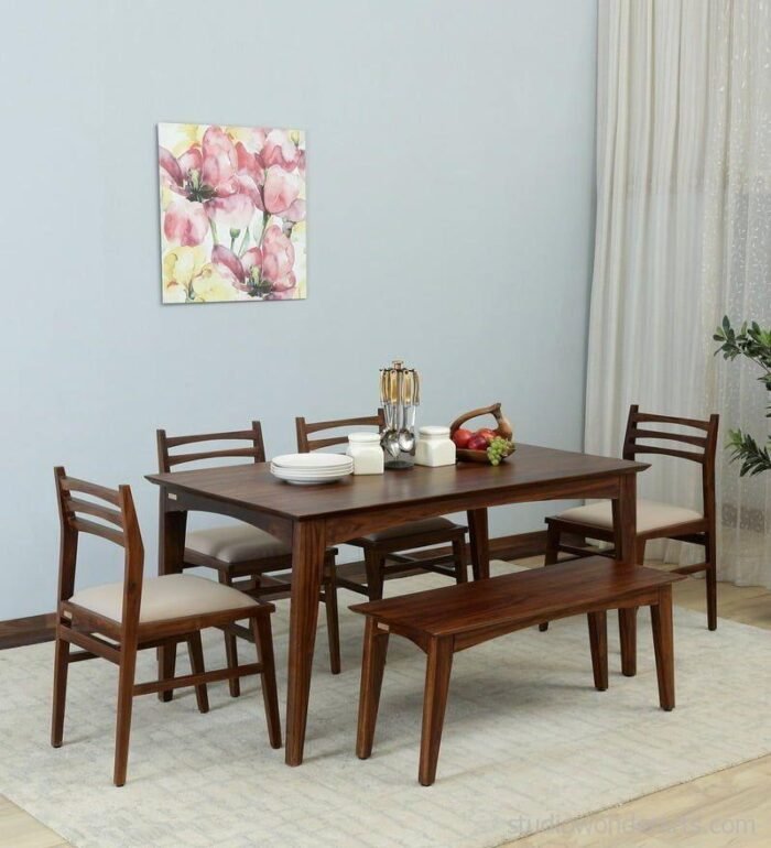 tectona solid wood 6 seater dining set in provincial teak finish woodsworth by pepperfry tectona s pcojlr