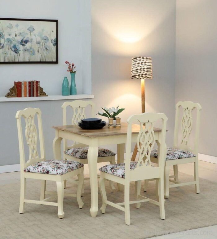 versaille solid wood 4 seater dining set in tulip finish by amberville versaille solid wood 4 seater 5ksitg