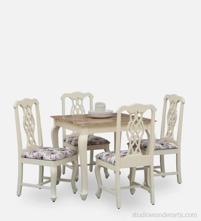 versaille solid wood 4 seater dining set in tulip finish by amberville versaille solid wood 4 seater raakzw