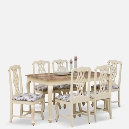 White Solid Wood Dining Set