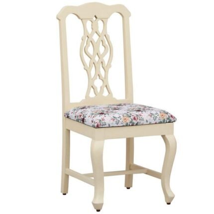 White Curved Dining Chair In Solid Wood