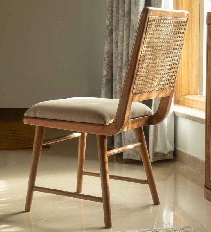 Scandinavian Rattan Dining Chair in Solid Wood