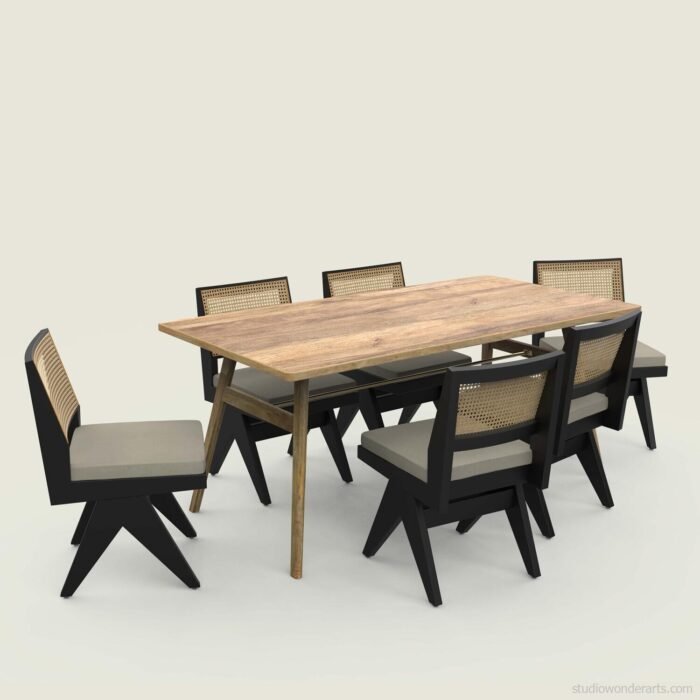 Devante 6 Seater Dining Set in Natural Wood