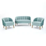 Chunni Blue 3 Piece Living Room Sofa Set in Velvet