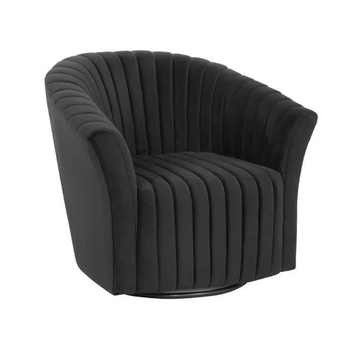 Franck 360 Swivel Tufted Barrel Chair in Velvet