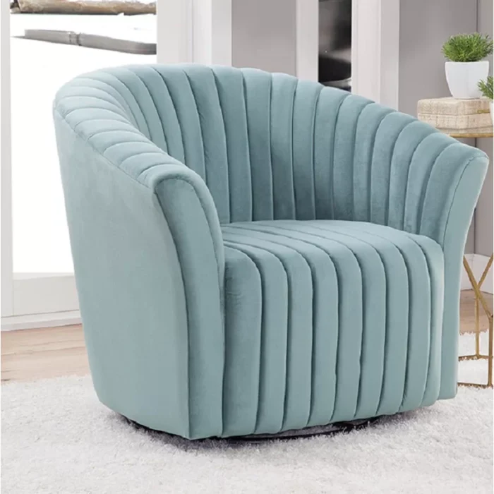 Franck 360 Swivel Tufted Barrel Chair in Velvet