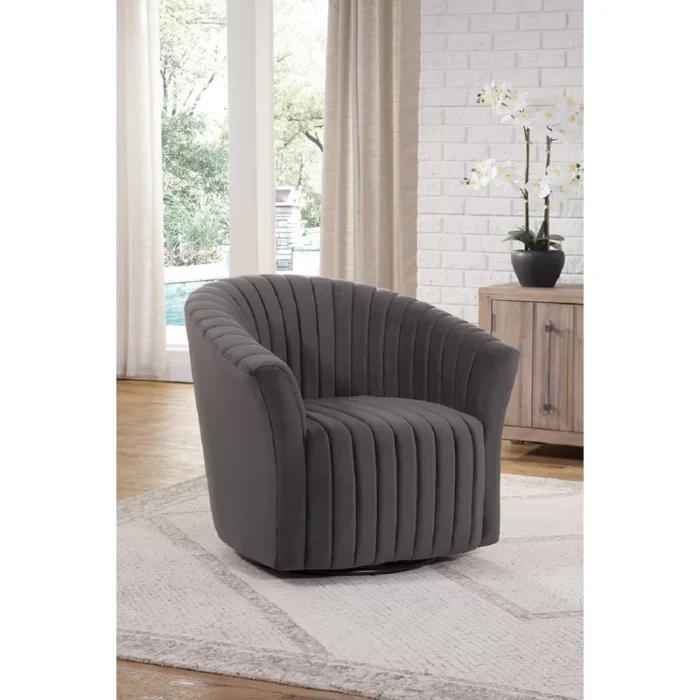 Franck 360 Swivel Tufted Barrel Chair in Velvet