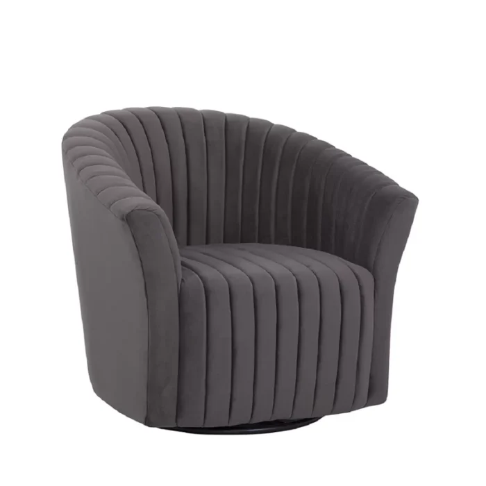 Franck 360 Swivel Tufted Barrel Chair in Velvet