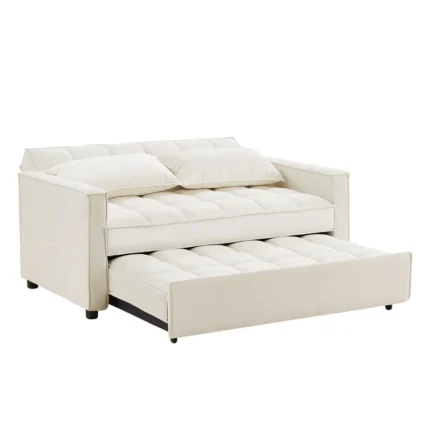 Kishana White 58'' Upholstered Sofa Cum Bed