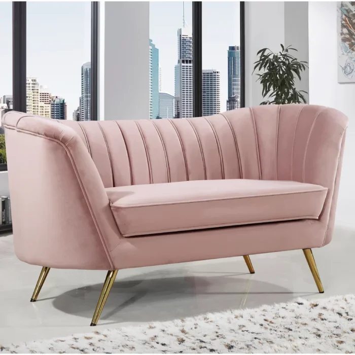 Tiberius Pink 65'' Upholstered 2 Seater Sofa