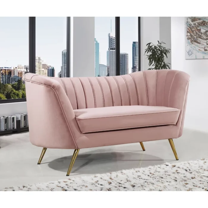 Tiberius Pink 65'' Upholstered 2 Seater Sofa