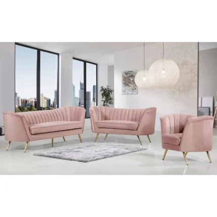 Tiberius Pink 3 - Piece Living Room Sofa Set