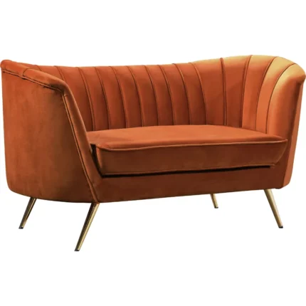 Tiberius Amazing Orange Upholstered 2 Seater Sofa - 65"