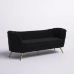 Tiberius Rich Black Upholstery 3 Seater Sofa