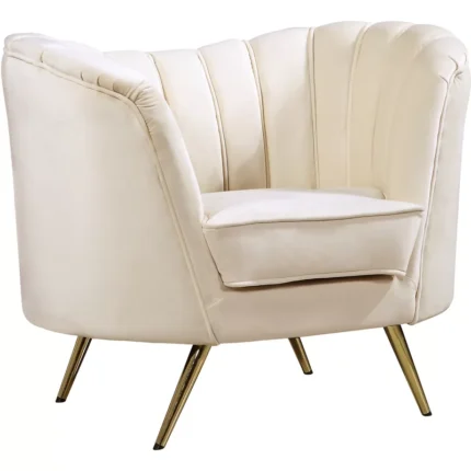 Tiberius White Upholstered Barrel Arm Chair 9" Leg