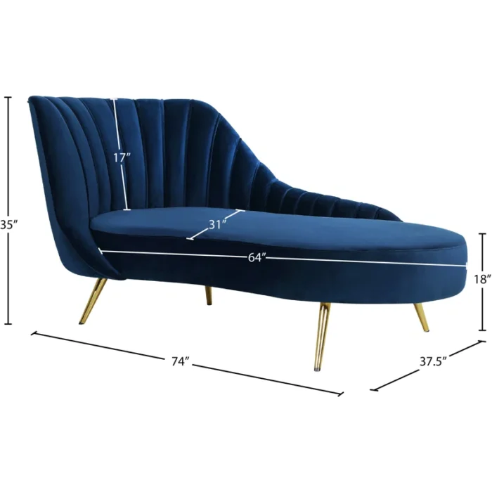 Tiberius Upholstered Chaise Lounge in Blue