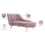 Tiberius Upholstered Chaise Lounge in Pink