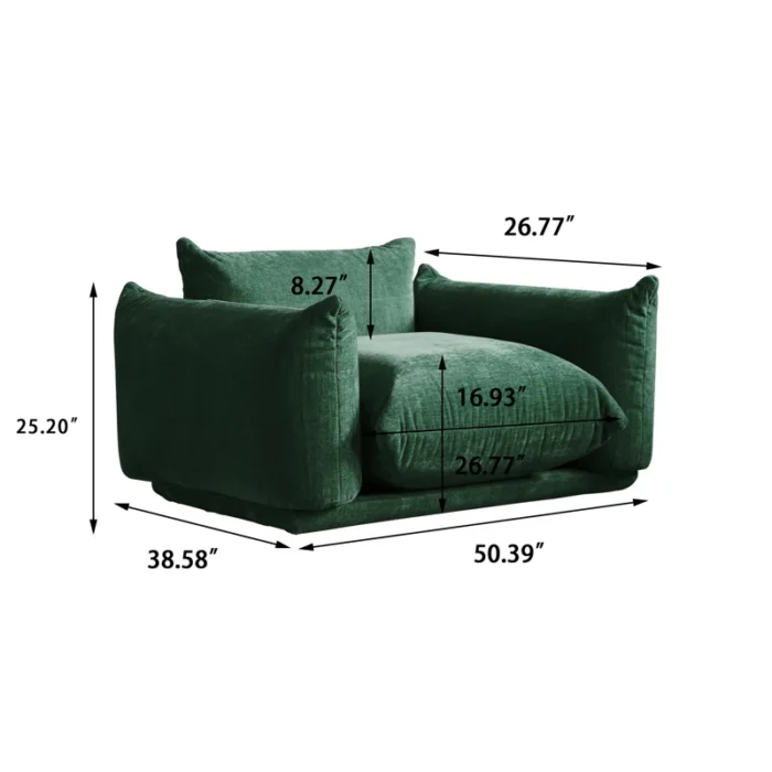 Toupin Green 50.39'' Upholstered Single Sofa