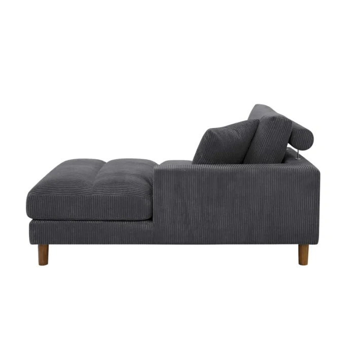 Andies Furniture Upholstered Chaise Lounge in Grey