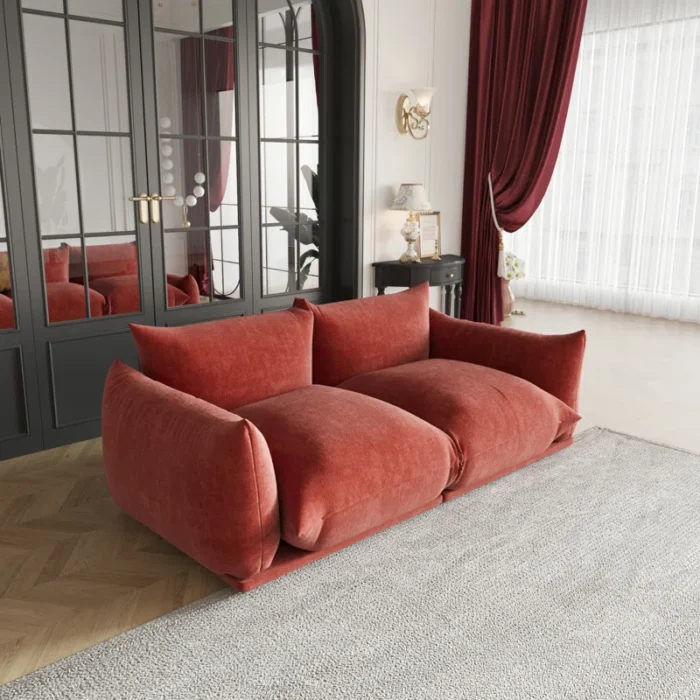 Waltman Red 78" 3 Seater Upholstered Sofa