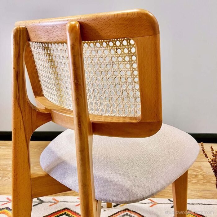 Danish Solid Wood Rattan Dining Chair