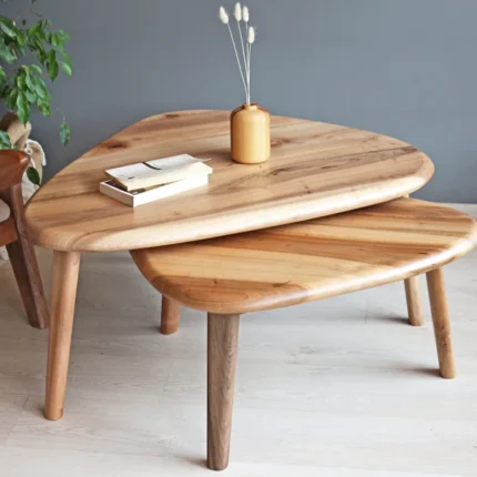 Mid Century Solid Wood Nesting Coffee Table