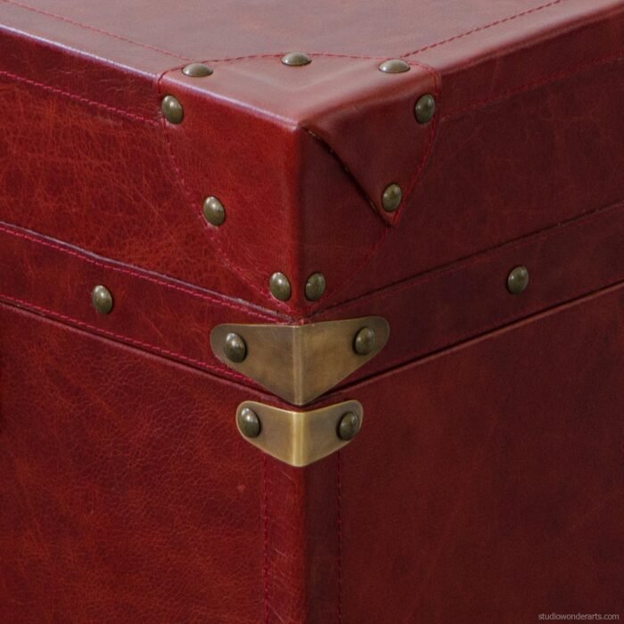 Leather Trunk And Storage End Table