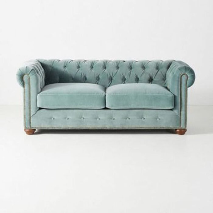 Chesterfield 2 Seater Sofa Blue Velvet