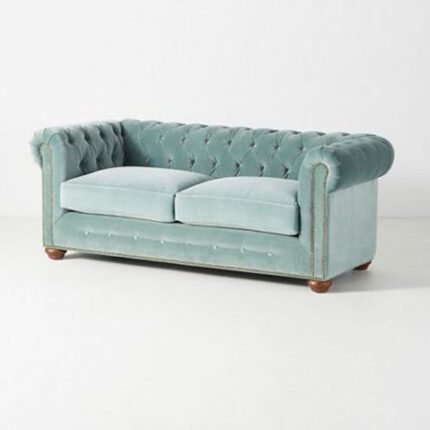 Chesterfield 2 Seater Sofa Blue Velvet