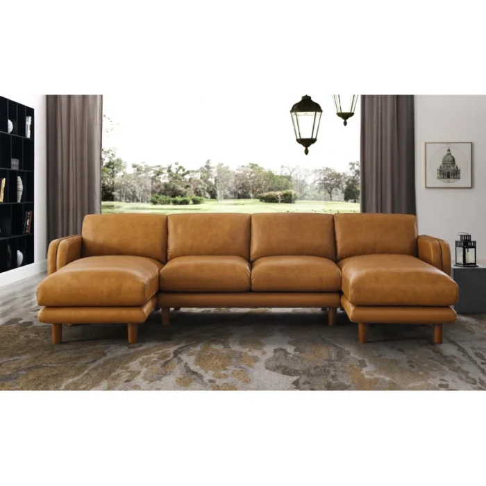 Aravinthan 3 Sectional L Sofa Mustered Brown