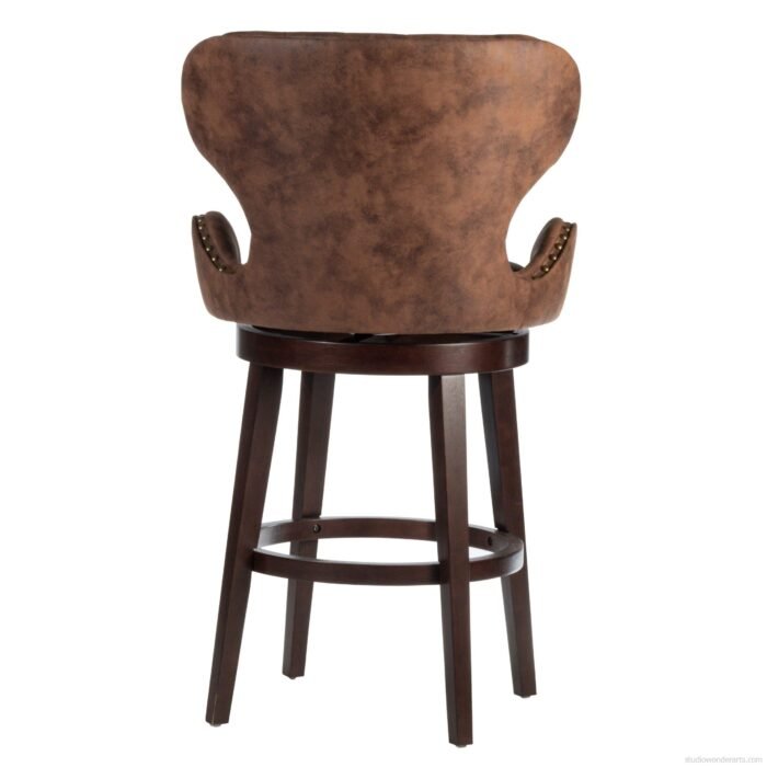 Mid City Wood and Upholstered Swivel Stool Chocolate5 scaled