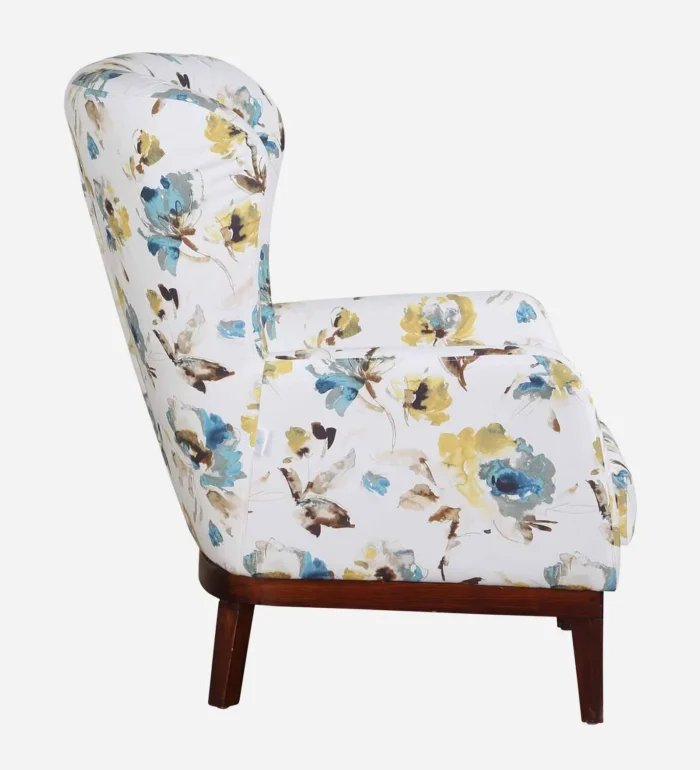 Belfort Solid Wood Wing Chair in Multicolored Floral Pattern