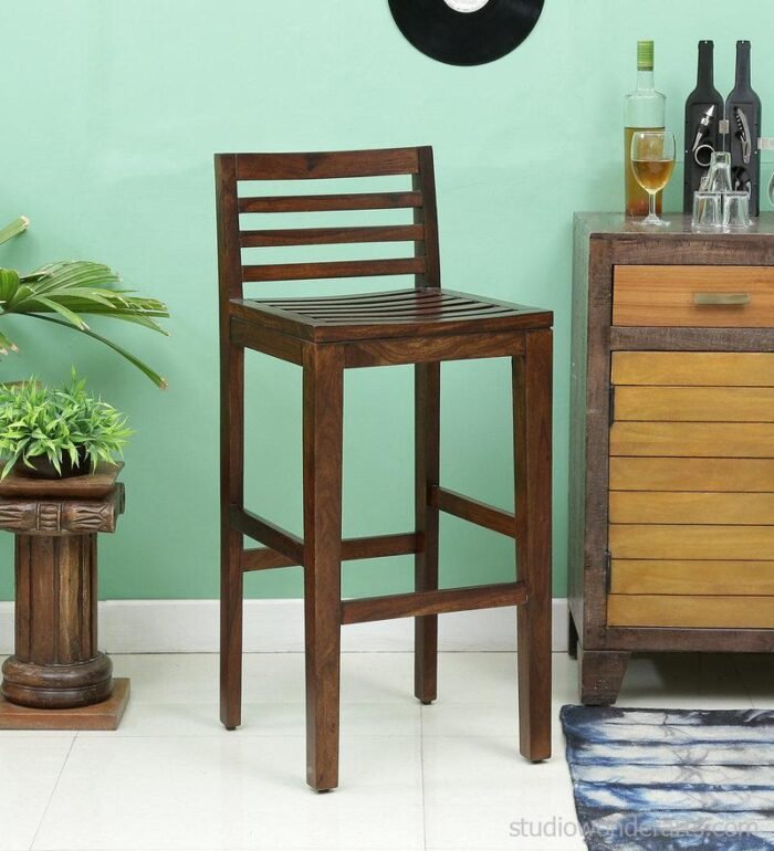 Stigen Sheesham Wood Bar Stool In Provincial Teak Finish