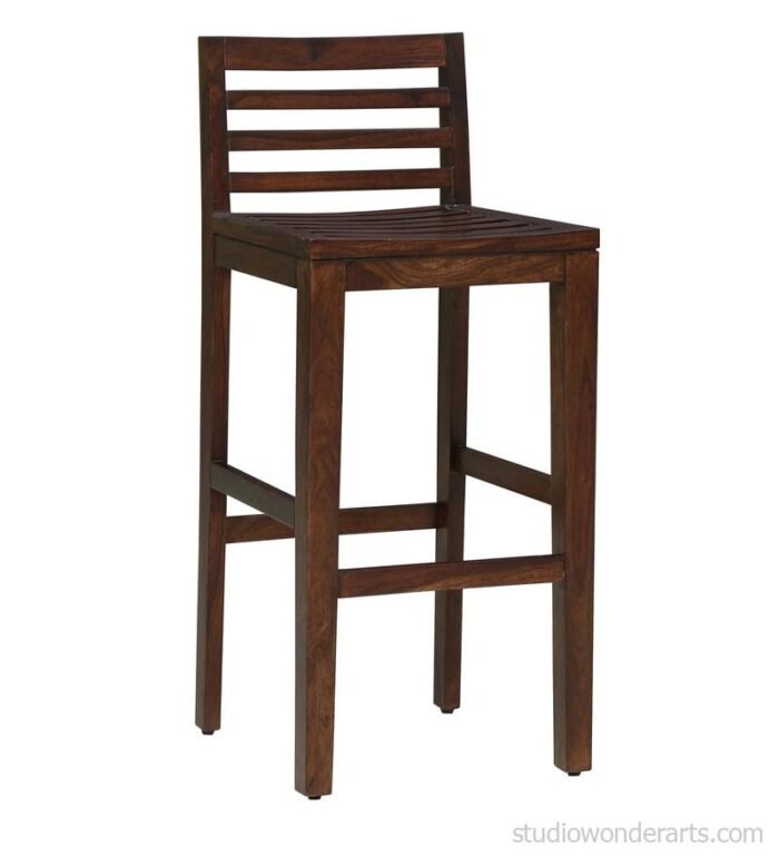 Stigen Sheesham Wood Bar Stool In Provincial Teak Finish