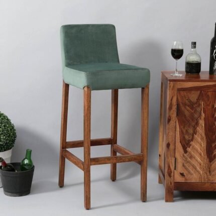 Telford Solid Wood Bar Stool In Rustic Teak Finish